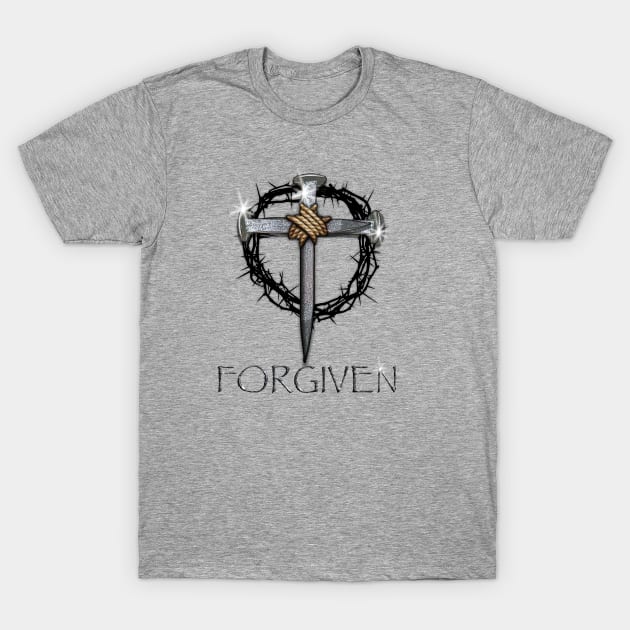 Forgiven - 3 Nails, crown of thorns T-Shirt by PacPrintwear8